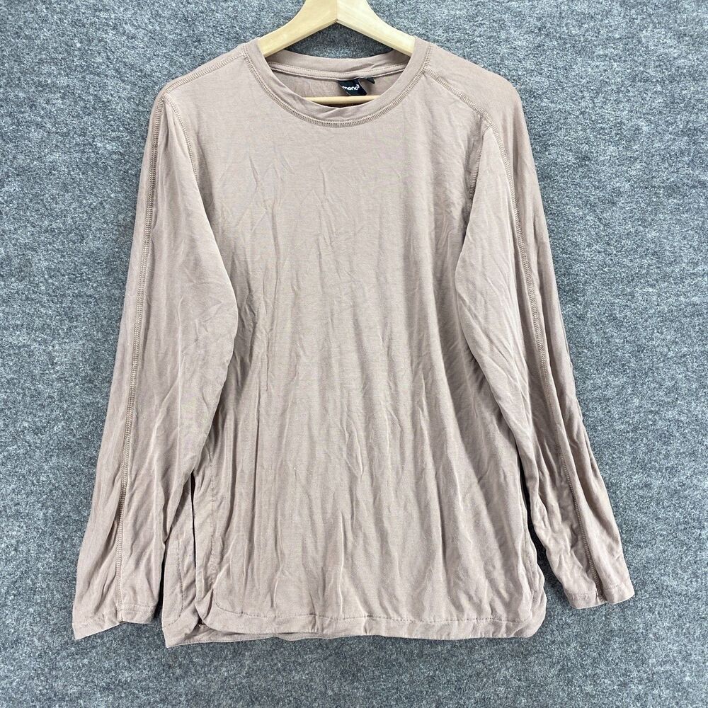 Mono B T-Shirt Women L Large Brown Crew Neck Long Sleeve Solid Casual Comfort